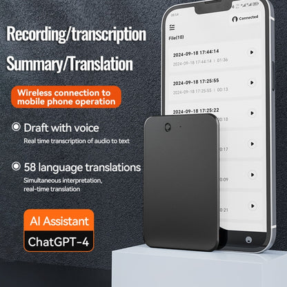 16GB AI Voice Recorder App Control Supports 58 Languages Simultaneous Interpretation / Transcribe & Summarize(Deep Gray) - Other Style by buy2fix | Online Shopping UK | buy2fix