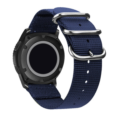 Washable Nylon Canvas Watchband, Band Width:18mm(Dark Blue with Silver Ring Buckle) - Watch Accessories & Parts by buy2fix | Online Shopping UK | buy2fix