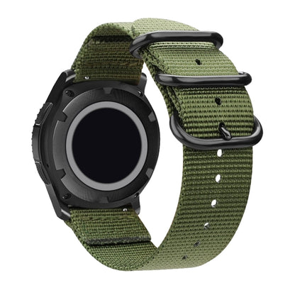 Washable Nylon Canvas Watchband, Band Width:22mm(Army Green with Black Ring Buckle) - Watch Accessories & Parts by buy2fix | Online Shopping UK | buy2fix