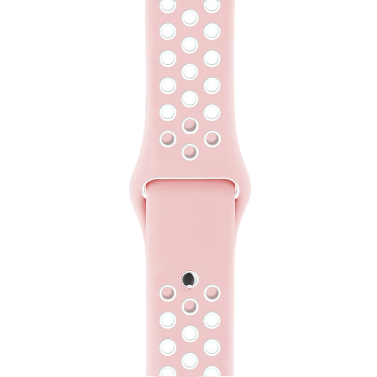 For Apple Watch Series 7 41mm / 6 & SE & 5 & 4 40mm / 3 & 2 & 1 38mm Fashionable Classical Silicone Sport Watch Band (Pink White) - Watch Bands by buy2fix | Online Shopping UK | buy2fix