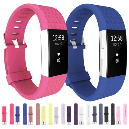 For Fitbit Charger 2 Bracelet Watch Diamond Texture TPU Watch Band, Full Length: 23cm(Blue) - Watch Bands by buy2fix | Online Shopping UK | buy2fix