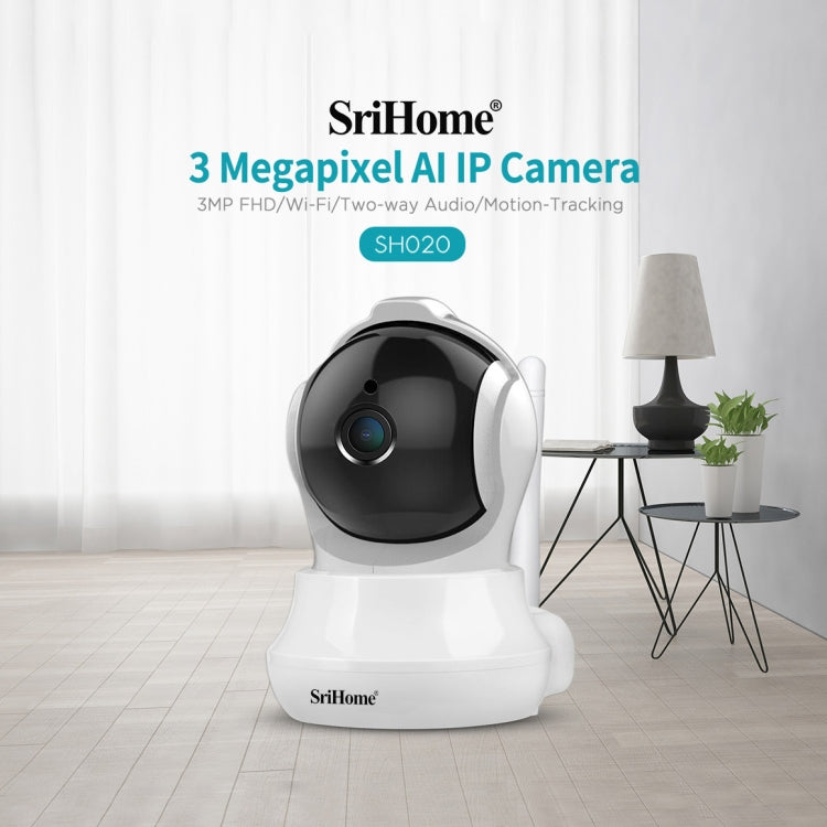 SriHome SH020 3.0 Million Pixels 1296P HD AI IP Camera, Support Two Way Talk / Auto Tracking / Humanoid Detection / Night Vision / TF Card, AU Plug - Security by SriHome | Online Shopping UK | buy2fix