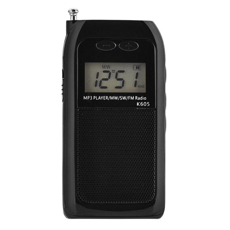 K-605 Portable FM / AM / SW Full Band Stereo Radio, Support TF Card (Black) - Radio Player by buy2fix | Online Shopping UK | buy2fix