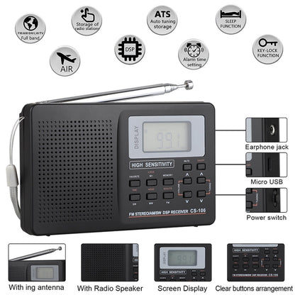 CS-106 9KHZ Multifunctional Full Band Digital Demodulation Stereo Radio Receiver - Consumer Electronics by buy2fix | Online Shopping UK | buy2fix