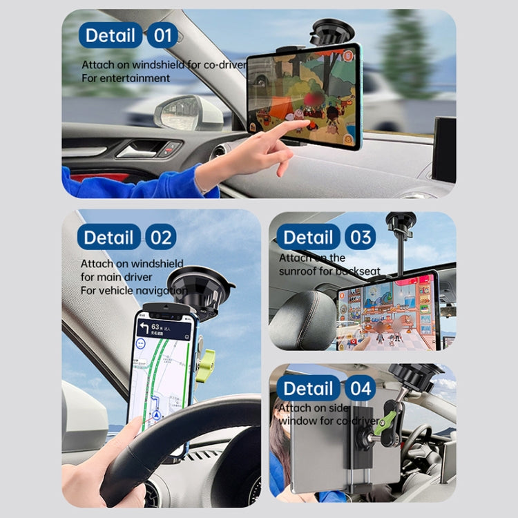 UBA-P1L Car Flexible Tablet Suction Cup Clamp Holder with Extension Rod without Remote Control -  by buy2fix | Online Shopping UK | buy2fix