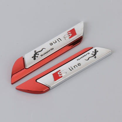 1 Pair Car S Line Personalized Aluminum Alloy Decorative Stickers, Size: 11.5 x 2.5 x 0.5cm (Red) - 3D Metal Sticker by buy2fix | Online Shopping UK | buy2fix