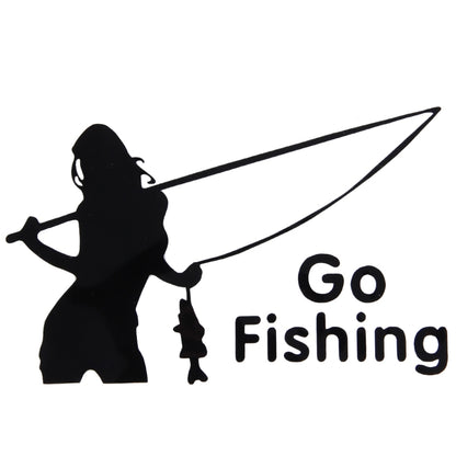 Beauty Go Fishing Styling Reflective Car Sticker, Size: 14cm x 8.5cm(Black) - Decorative Sticker by buy2fix | Online Shopping UK | buy2fix