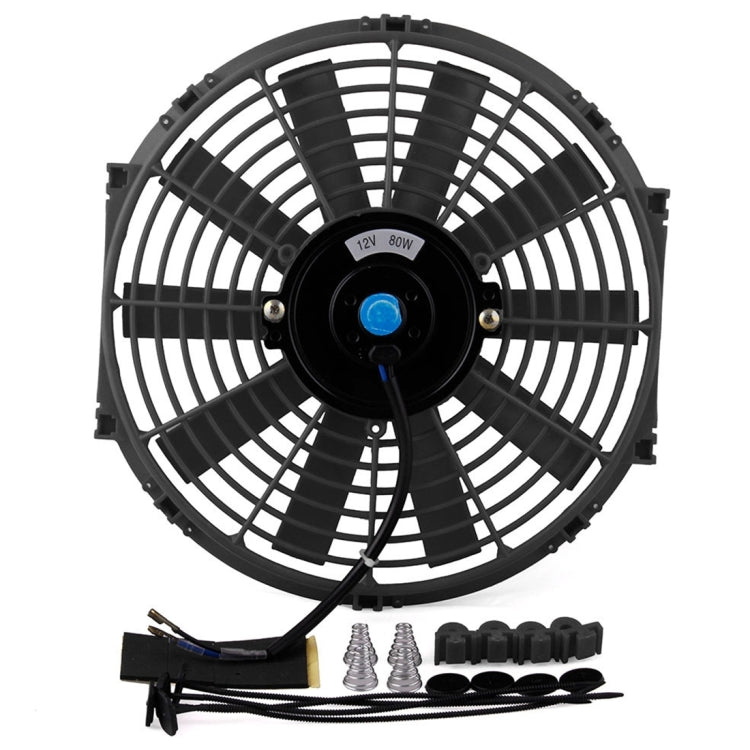 12V 80W 12 inch Car Cooling Fan High-power Modified Tank Fan Cooling Fan Powerful Auto Fan Mini Air Conditioner for Car(Black) - Heating & Fans by buy2fix | Online Shopping UK | buy2fix