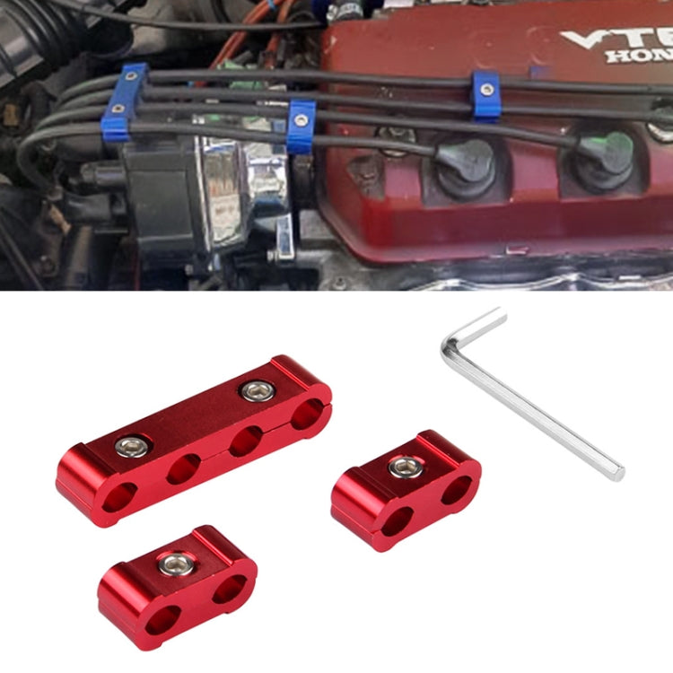 3 PCS Aluminum Engine Spark Plug Wire Separator Divider Organizer Clamp Kit (Red) - In Car by buy2fix | Online Shopping UK | buy2fix