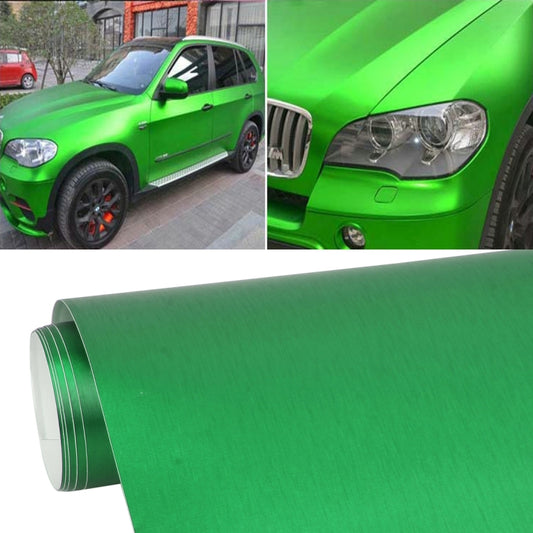 1.52 * 0.5m Waterproof PVC Wire Drawing Brushed Chrome Vinyl Wrap Car Sticker Automobile Ice Film Stickers Car Styling Matte Brushed Car Wrap Vinyl Film (Green) - Auto Film by buy2fix | Online Shopping UK | buy2fix