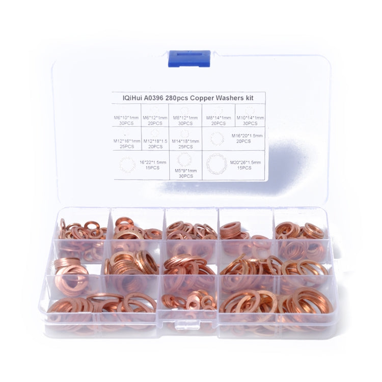 280 PCS O Shape Solid Copper Crush Washers Assorted Oil Seal Flat Ring Kit for Car / Boat  / Generators - In Car by buy2fix | Online Shopping UK | buy2fix