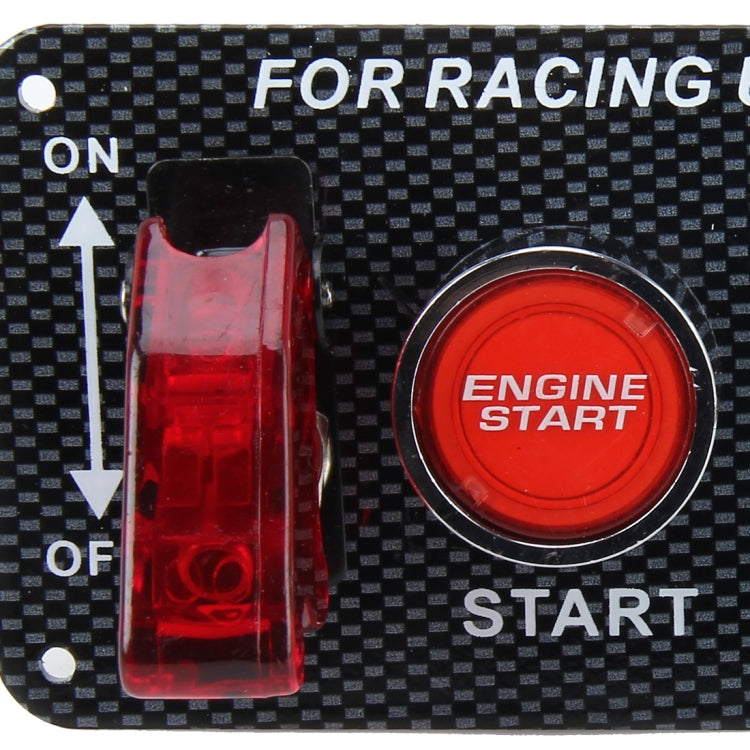 Racing Car Ignition Switch Panel Engine Start Start Push Button LED Racing Toggle Switch 12V Carbon Fiber Panel Multi-function Automatic Ignition Switch for Racing Cars - In Car by buy2fix | Online Shopping UK | buy2fix