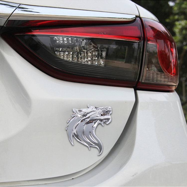 Wolf Head Shape Shining Metal Car Free Sticker(Silver) - 3D Metal Sticker by buy2fix | Online Shopping UK | buy2fix