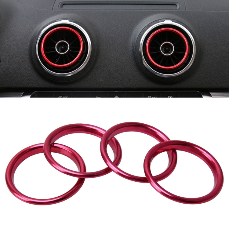 4 PCS Car Outlet Decorative Rings Aluminum Alloy Air Outlet Chrome Trim Ring Car Dashboard  Air Vents Cover Sticker Decoration for Audi A3(Magenta) - In Car by buy2fix | Online Shopping UK | buy2fix