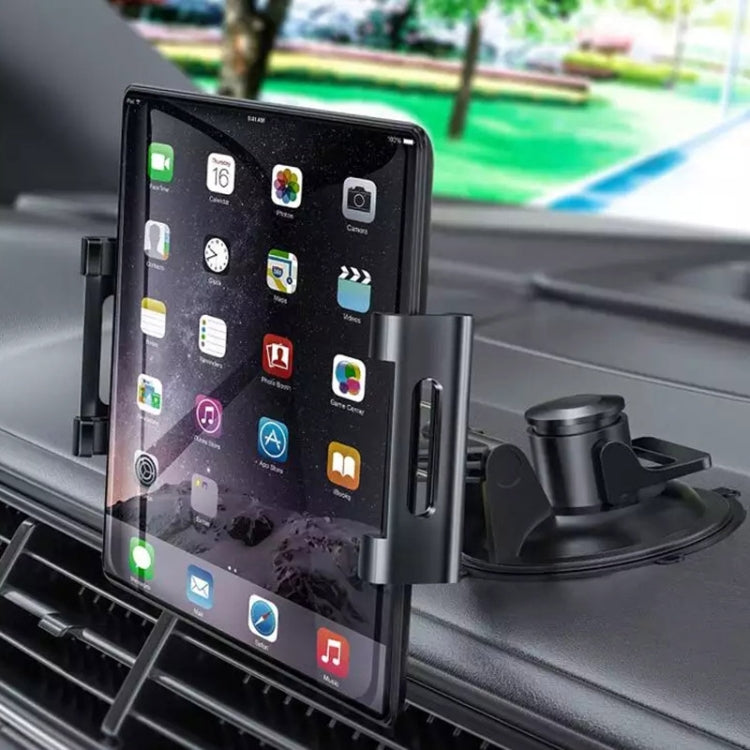 Car Dashboard Tablet Holder PU Suction Cup Windshield Bracket + Tray - In Car by buy2fix | Online Shopping UK | buy2fix