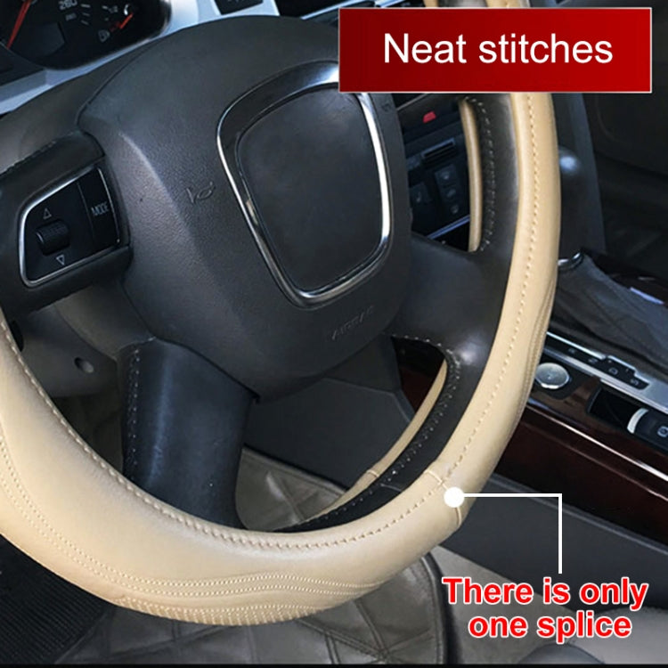 Universal Car Genuine Leather Pinhole Steering Wheel Cover, Diameter: 38cm(Brown) - Steering Wheel Accessories by buy2fix | Online Shopping UK | buy2fix