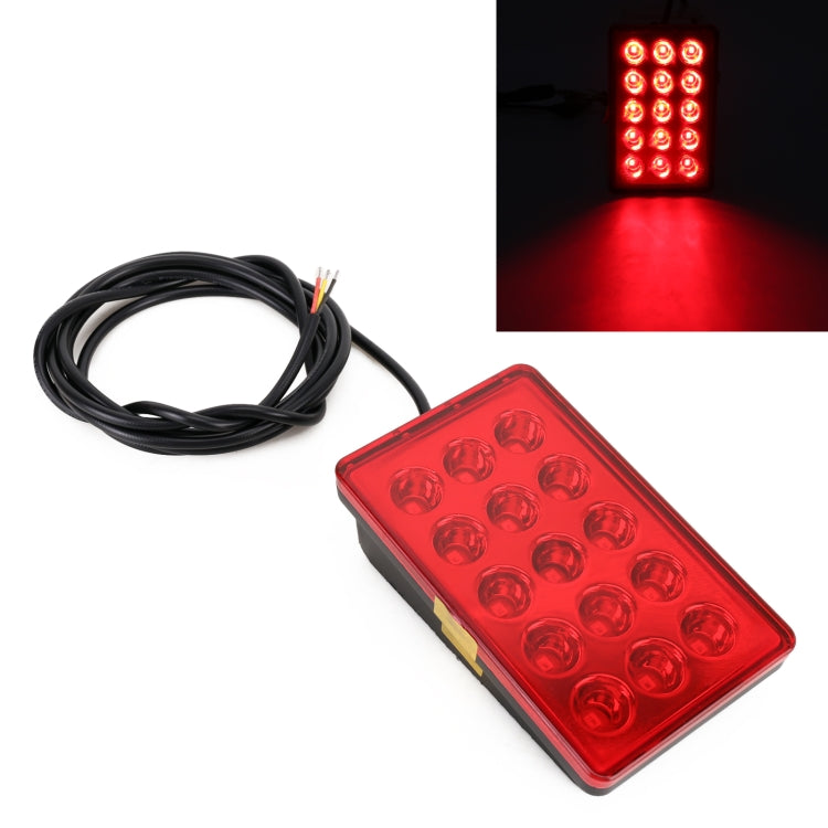 DC12V 1W Car Square Highlight Brake Lights Reversing Light with 15LEDs SMD-3528 (Red) - In Car by buy2fix | Online Shopping UK | buy2fix