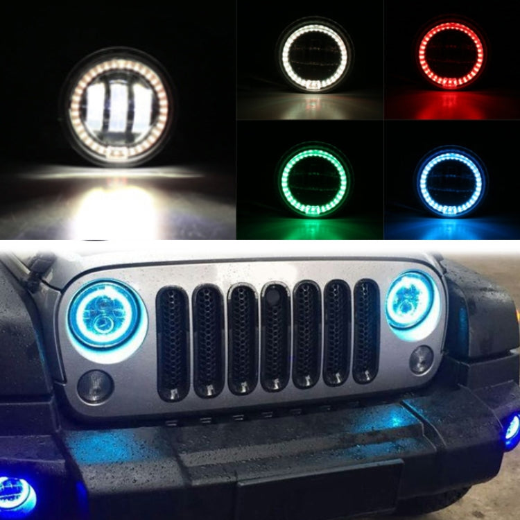 2 PCS DC12V-30V / 30W / 3A / 1440LM 12LEDs  4 inch Car LED Colorful Fog Light, Style: Black Background(White Light) - In Car by buy2fix | Online Shopping UK | buy2fix