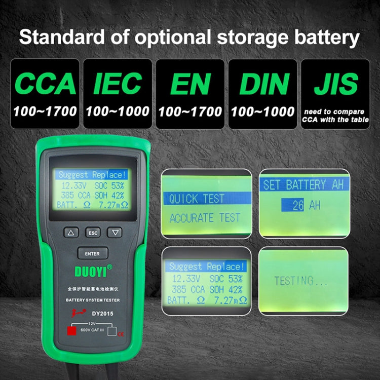 DUOYI DY2015 Car 12V Battery Tester Digital Diagnostic Tools - Electronic Test by DUOYI | Online Shopping UK | buy2fix