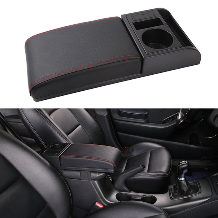 Car Multi-functional Dual USB Armrest Box Booster Pad, Microfiber Leather Straight Type (Black Red) - In Car by buy2fix | Online Shopping UK | buy2fix