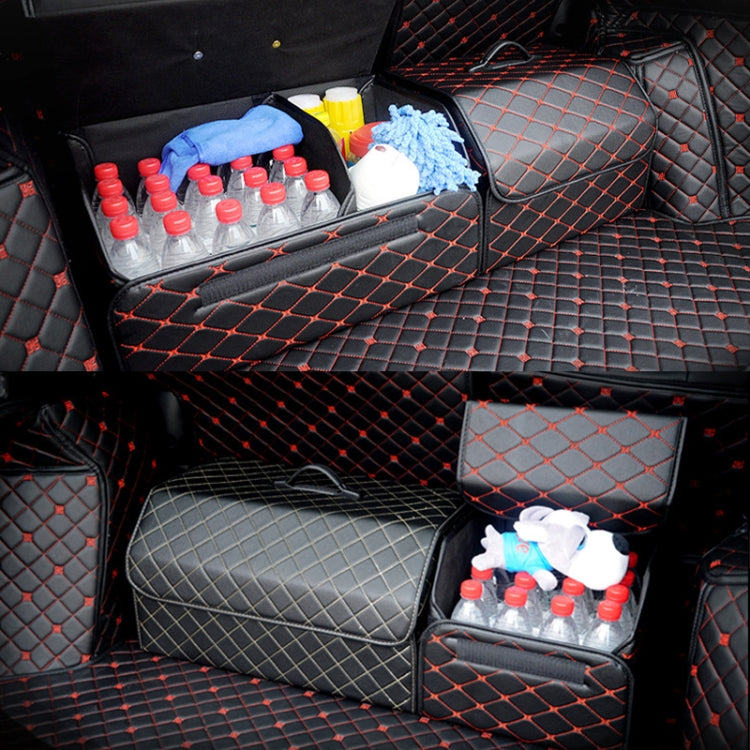 Car Trunk Foldable Storage Box, Checkered Middle Size: 40 x 32 x 30cm (Beige) - In Car by buy2fix | Online Shopping UK | buy2fix