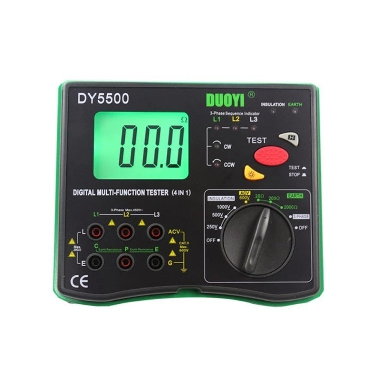 DUOYI DY5500 Car 4 in 1 Digital Multifunction Resistance Tester Insulation Earth Multimeter - In Car by buy2fix | Online Shopping UK | buy2fix