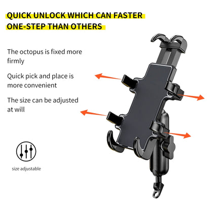 CS-1722A2 Motorcycle Rear Mirror Octopus Aluminum Alloy Phone Holder - In Car by buy2fix | Online Shopping UK | buy2fix