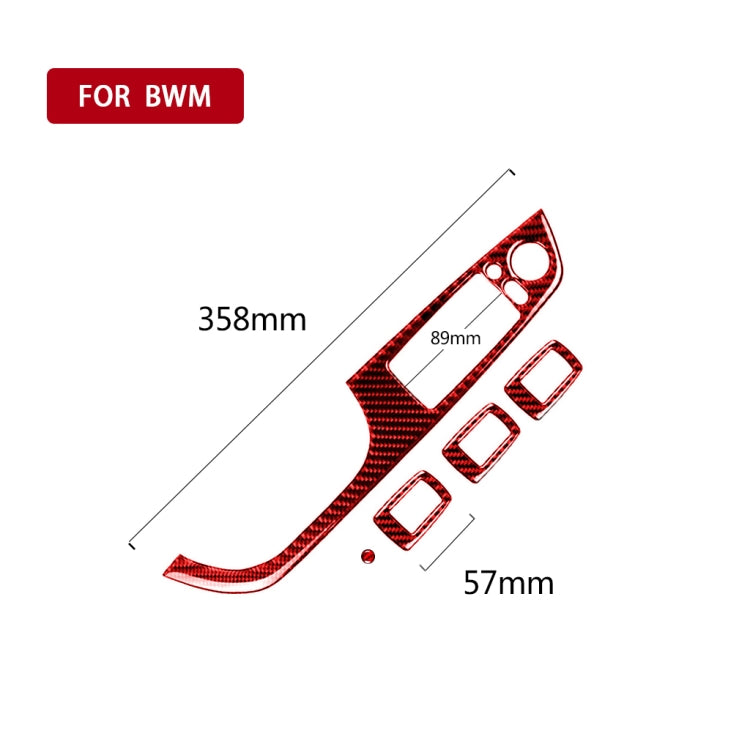 5 PCS Set For BMW 3 Series E90 Carbon Fiber Car Left Drive Window Lift Panel Decorative Sticker, Diameter: 35.8cm (Red) - In Car by buy2fix | Online Shopping UK | buy2fix