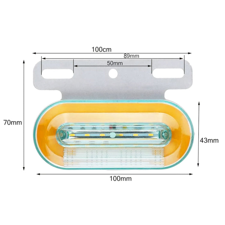 2 PCS 24V 12LED Car Oval Side Lamp (Yellow Light) - In Car by buy2fix | Online Shopping UK | buy2fix