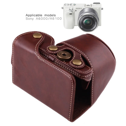 Full Body Camera PU Leather Case Bag with Strap for Sony A6000 / A6300 / Nex 6(Coffee) - Camera Accessories by buy2fix | Online Shopping UK | buy2fix
