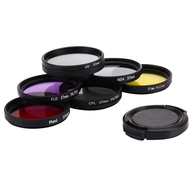 JUNESTAR 7 in 1 Proffesional 37mm Lens Filter(CPL + UV + ND4 + Red + Yellow + FLD / Purple) & Lens Protective Cap for GoPro HERO4 / 3+ / 3 Sport Action Camera - DJI & GoPro Accessories by JSR | Online Shopping UK | buy2fix