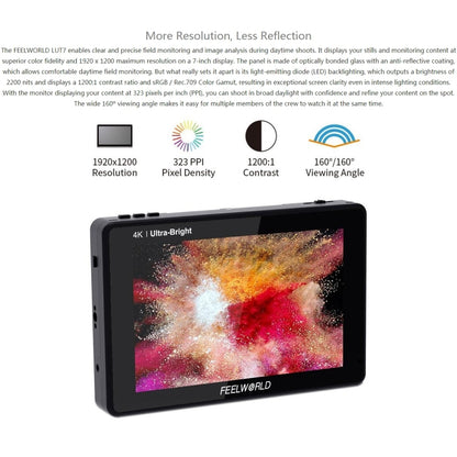 FEELWORLD LUT7 1920x1200 2200 nits 7 inch IPS Screen HDMI 4K Touch Screen Camera Field Monitor - Camera Accessories by FEELWORLD | Online Shopping UK | buy2fix