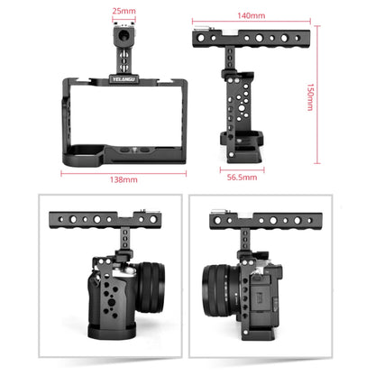 YELANGU C24 Video Camera Cage Stabilizer Kit with Handle for Sony Alpha 7C / A7C / ILCE-7C (Black) - Camera Cage by YELANGU | Online Shopping UK | buy2fix