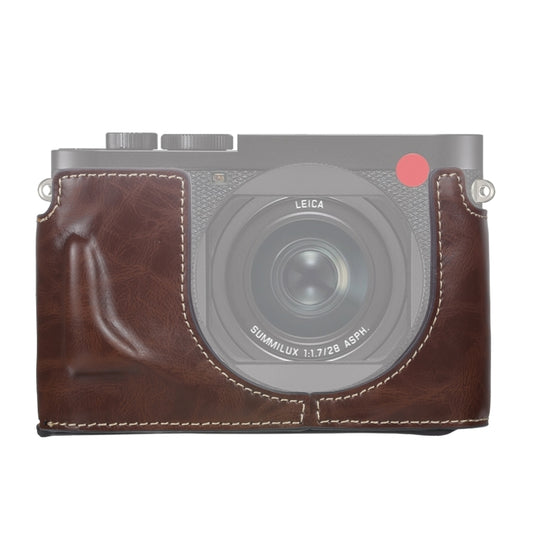 1/4 inch Thread PU Leather Camera Half Case Base for Leica Q2(Coffee) - Camera Accessories by buy2fix | Online Shopping UK | buy2fix