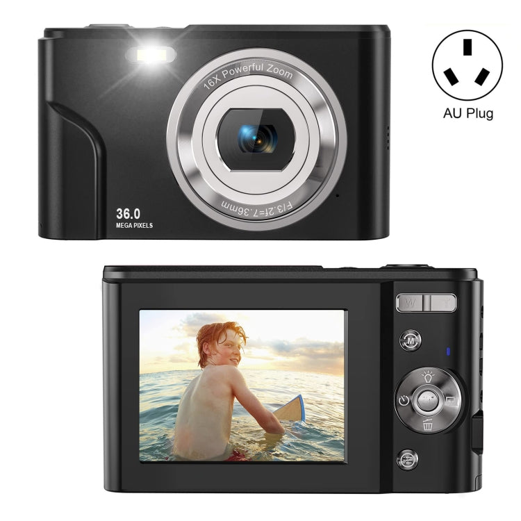 DC311 2.4 inch 36MP 16X Zoom 2.7K Full HD Digital Camera Children Card Camera, AU Plug (Black) - Consumer Electronics by buy2fix | Online Shopping UK | buy2fix