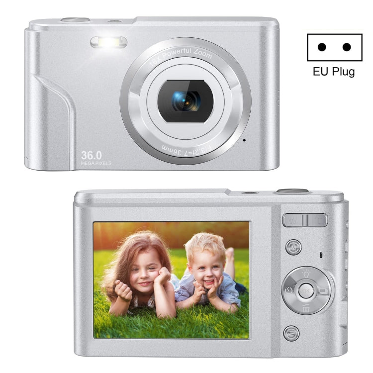 DC311 2.4 inch 36MP 16X Zoom 2.7K Full HD Digital Camera Children Card Camera, EU Plug(Silver) - Consumer Electronics by buy2fix | Online Shopping UK | buy2fix