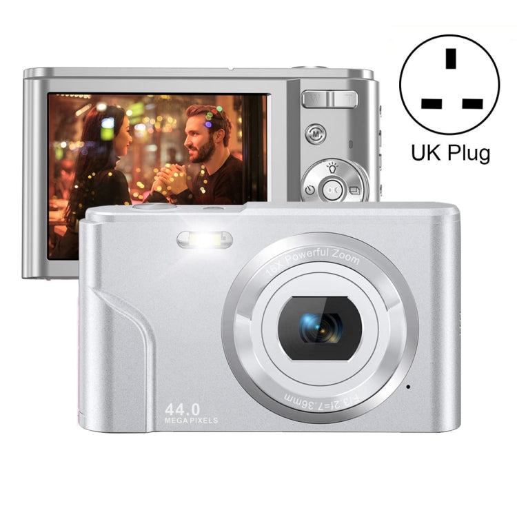 DC302 2.88 inch 44MP 16X Zoom 2.7K Full HD Digital Camera Children Card Camera, UK Plug (Silver) - Consumer Electronics by buy2fix | Online Shopping UK | buy2fix