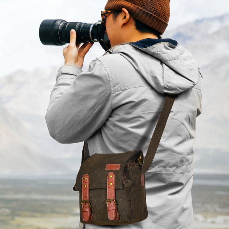 CADEN N1 Simple Retro Multifunctional Canvas Waterproof Digital Camera Photography Bag (Coffee) - Strap Satchel by CADeN | Online Shopping UK | buy2fix