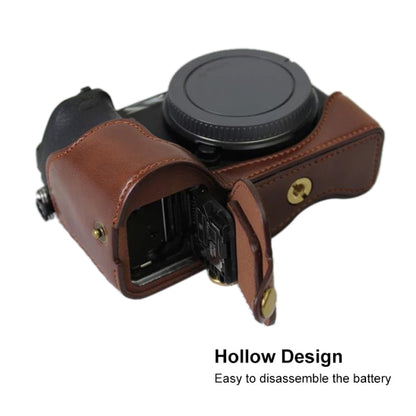 1/4 inch Thread PU Leather Camera Half Case Base for Sony ILCE-A6500 / A6500 (Brown) - Camera Accessories by buy2fix | Online Shopping UK | buy2fix