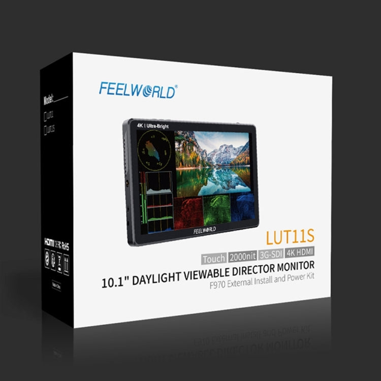 FEELWORLD LUT11S 10.1 inch Ultra High Bright 2000nit Touch Screen DSLR Camera Field Monitor, 3G-SDI 4K HDMI Input Output 1920 x 1200 IPS Panel(EU Plug) - On-camera Monitors by FEELWORLD | Online Shopping UK | buy2fix