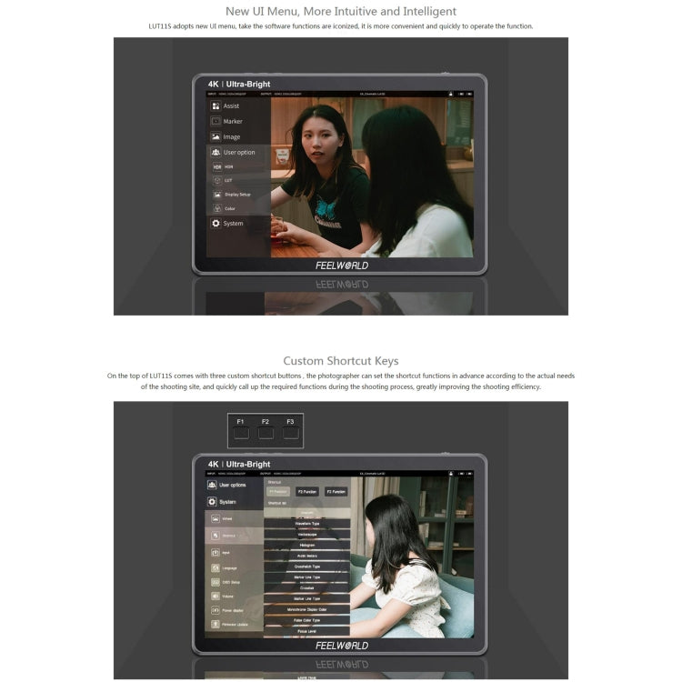 FEELWORLD LUT11S 10.1 inch Ultra High Bright 2000nit Touch Screen DSLR Camera Field Monitor, 3G-SDI 4K HDMI Input Output 1920 x 1200 IPS Panel(EU Plug) - Camera Accessories by FEELWORLD | Online Shopping UK | buy2fix
