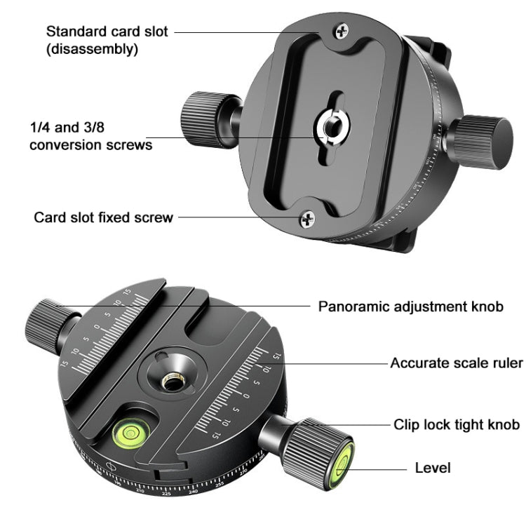 BEXIN QJ08-S Panoramic Rotary Quick Release Clamp Base Tripod Mount with Quick Release Plate - Camera Accessories by BEXIN | Online Shopping UK | buy2fix