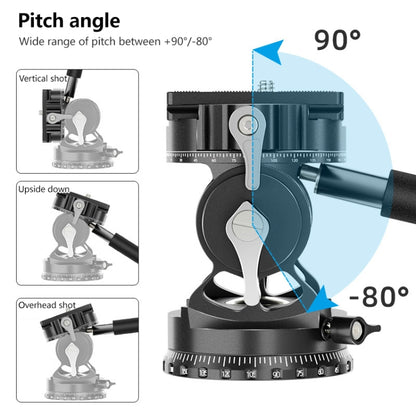 BEXIN DT-03R/S 720 Degree Panorama Heavy Duty Tripod Action Fluid Drag Head with Quick Release Plate - Tripod Heads by BEXIN | Online Shopping UK | buy2fix