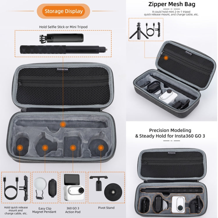 For Insta360 GO 3 Sunnylife Camera Set Storage Bag (Black) - Case & Bags by Sunnylife | Online Shopping UK | buy2fix