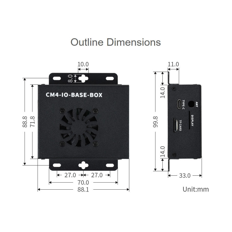 Waveshare Mini IO Board Lite Ver Mini-Computer Base Box with Metal Case & Cooling Fan for Raspberry Pi CM4(US Plug) - Mini PC Accessories by WAVESHARE | Online Shopping UK | buy2fix