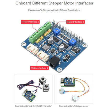 Waveshare HRB8825 Stepper Motor HAT For Raspberry Pi, Drives Two Stepper Motors, Up To 1/32 Microstepping - Consumer Electronics by WAVESHARE | Online Shopping UK | buy2fix