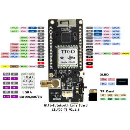 TTGO LORA32 V2.1 ESP32 0.96 inch OLED Bluetooth WiFi Wireless Module 915MHz SMA IP5306 Module with Antenna - Module by TTGO | Online Shopping UK | buy2fix