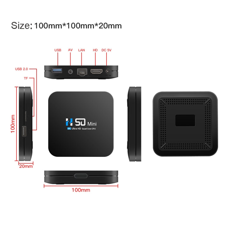 H50 Mini 4K Smart Network TV Box, Android 10.0, RK3318 Quad Core, 2GB+16GB, EU Plug - Consumer Electronics by buy2fix | Online Shopping UK | buy2fix