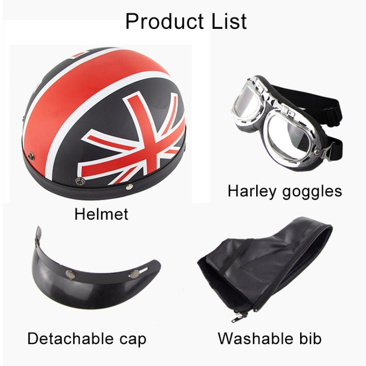Soman Electromobile Motorcycle Half Face Helmet Retro Harley Helmet with Goggles(Matte Black French White Star) -  by SOMAN | Online Shopping UK | buy2fix