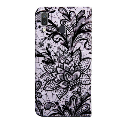 3D Painting Pattern Coloured Drawing Horizontal Flip TPU + PU Leather Case with Holder & Card Slots & Wallet, For:For Galaxy A40(Black Lace) - Galaxy Phone Cases by buy2fix | Online Shopping UK | buy2fix